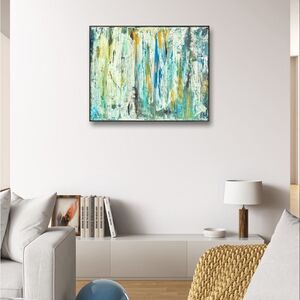 Modern Acrylic Painting 16*20 inches blue green white on Canvas Wall Art